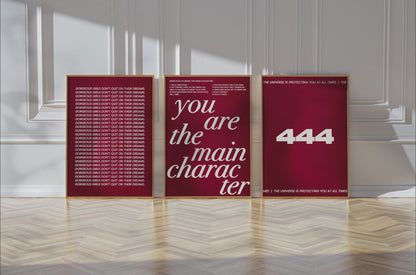 Main Character Burgundy Wall Art Set of 3