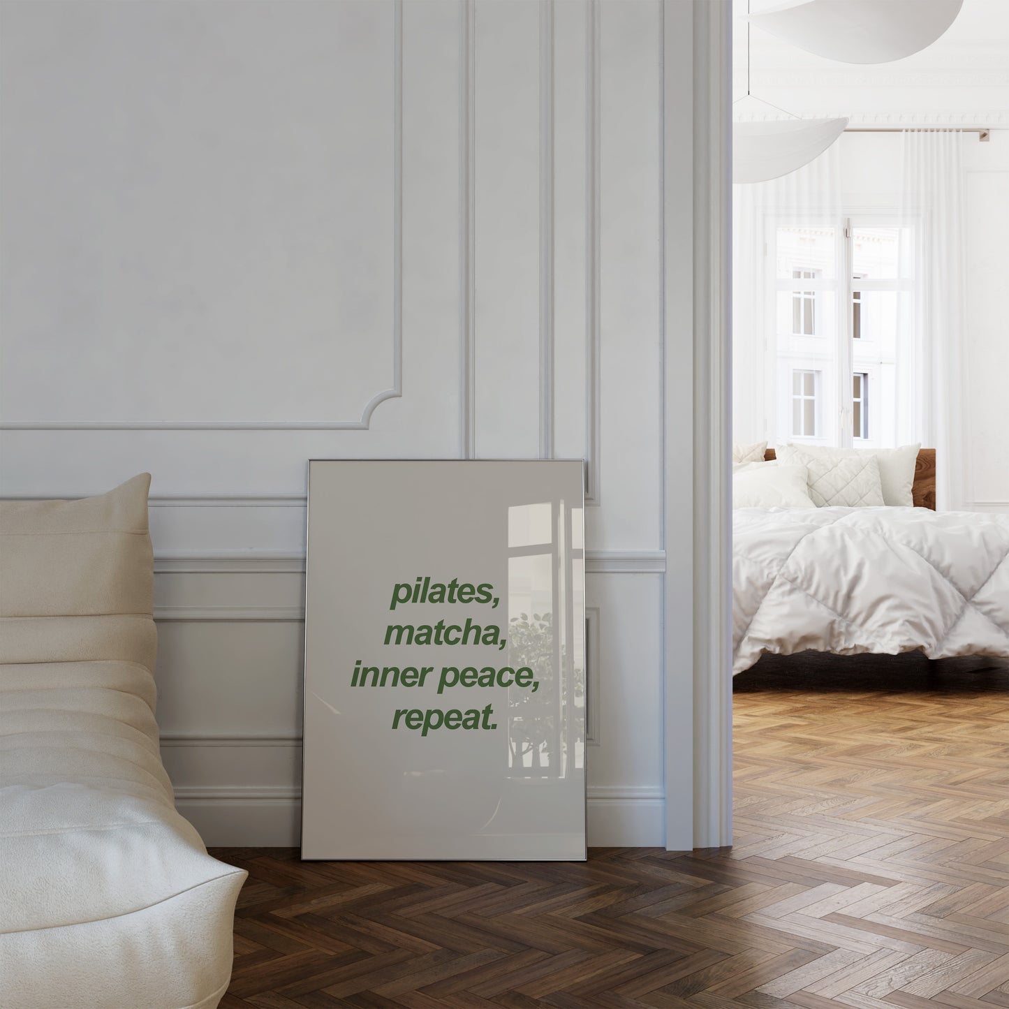 Pilates, Matcha, Inner Peace, Repeat Wall Art