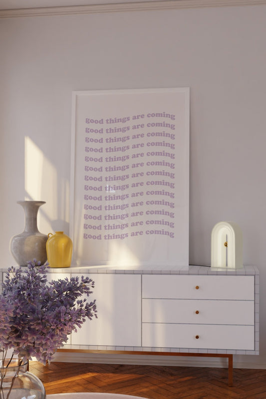 Good Things Are Coming Purple Wall Art