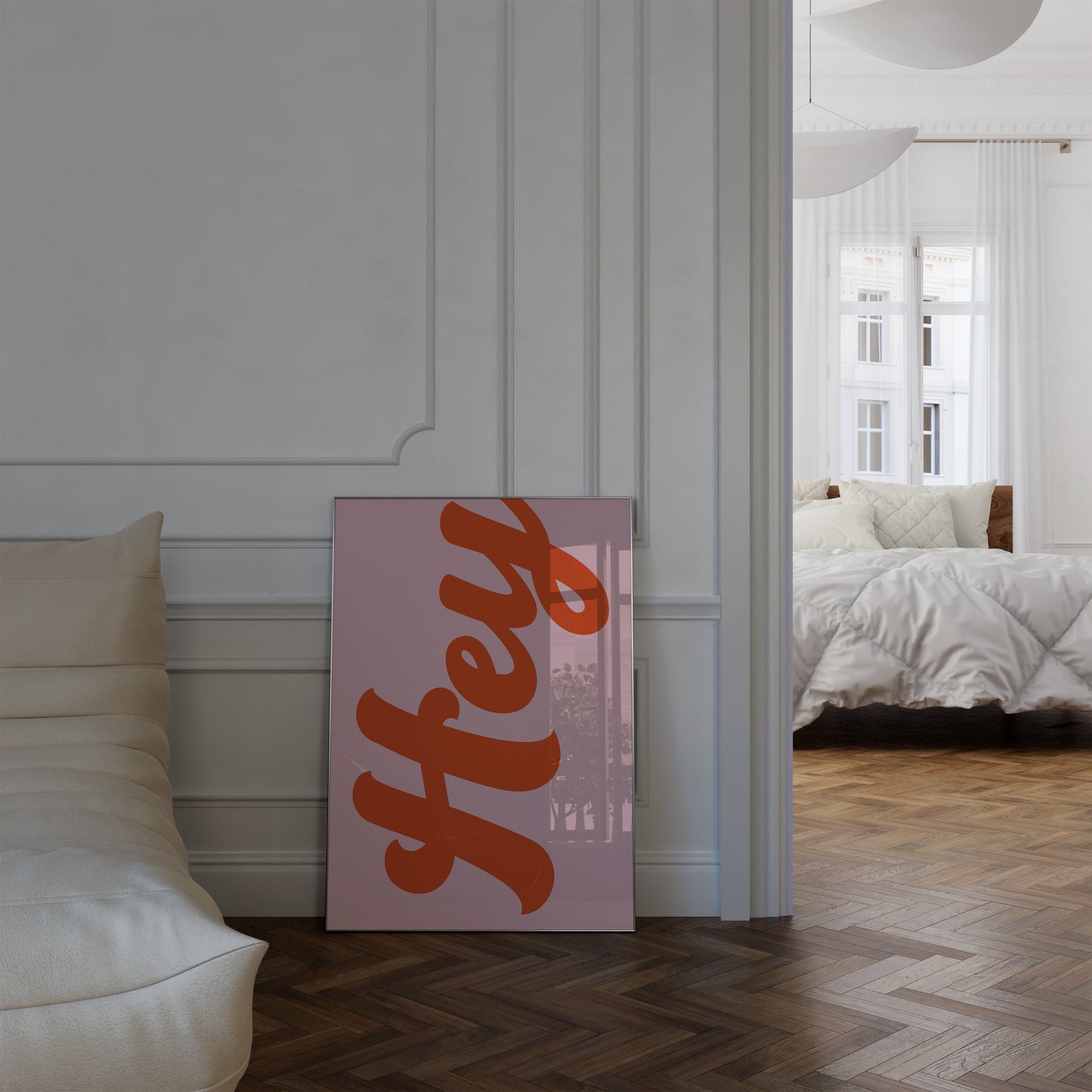 Hey Pink and Orange Wall Art