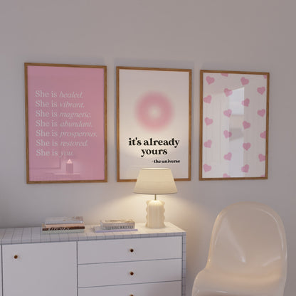 Pink Affirmations Wall Art Set of 3