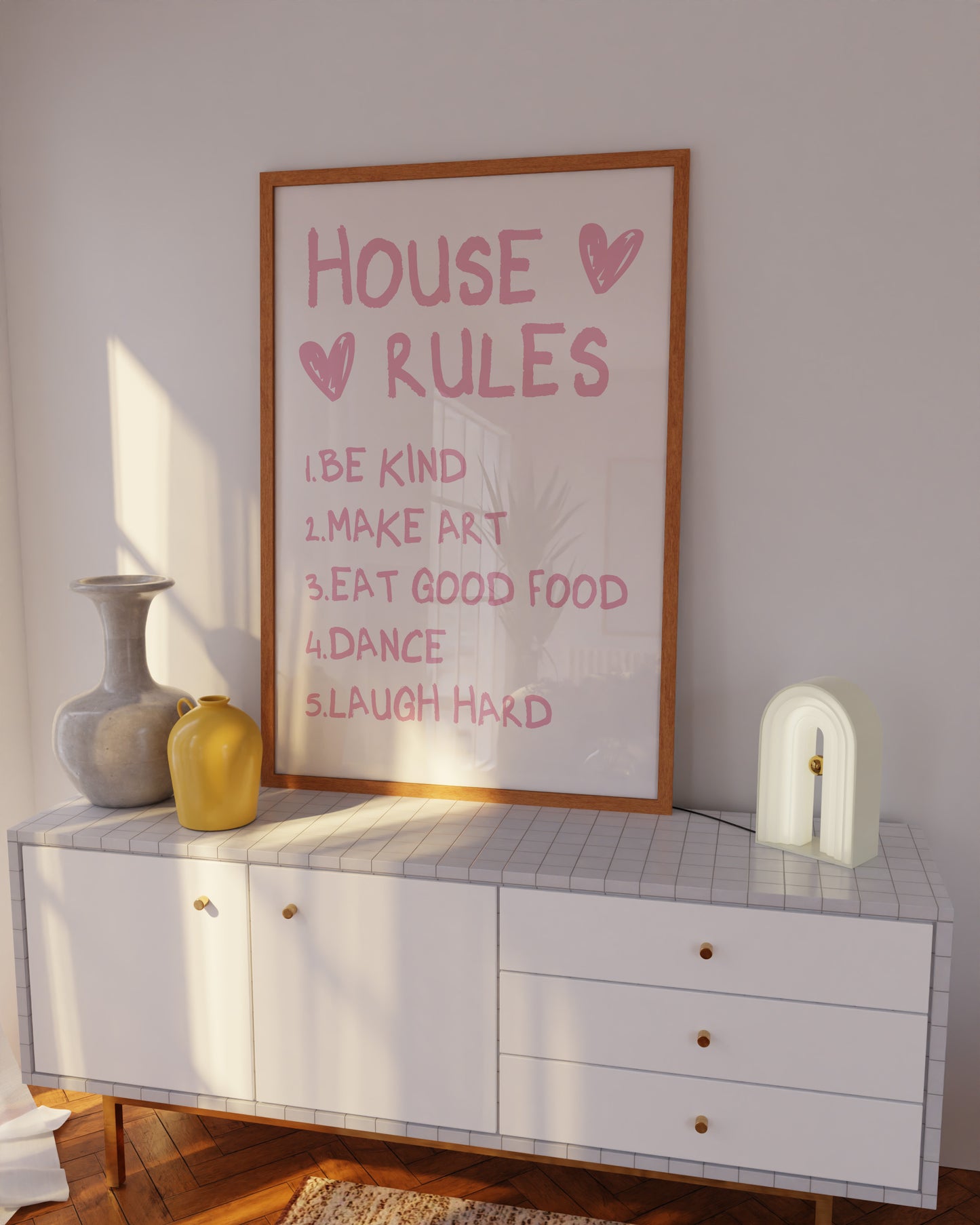 House Rules Pink Wall Art