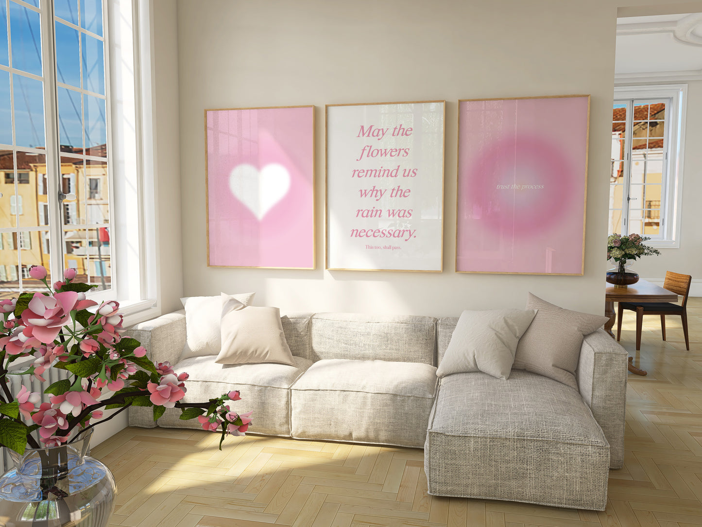 Pink Aura Wall Art Set of 3