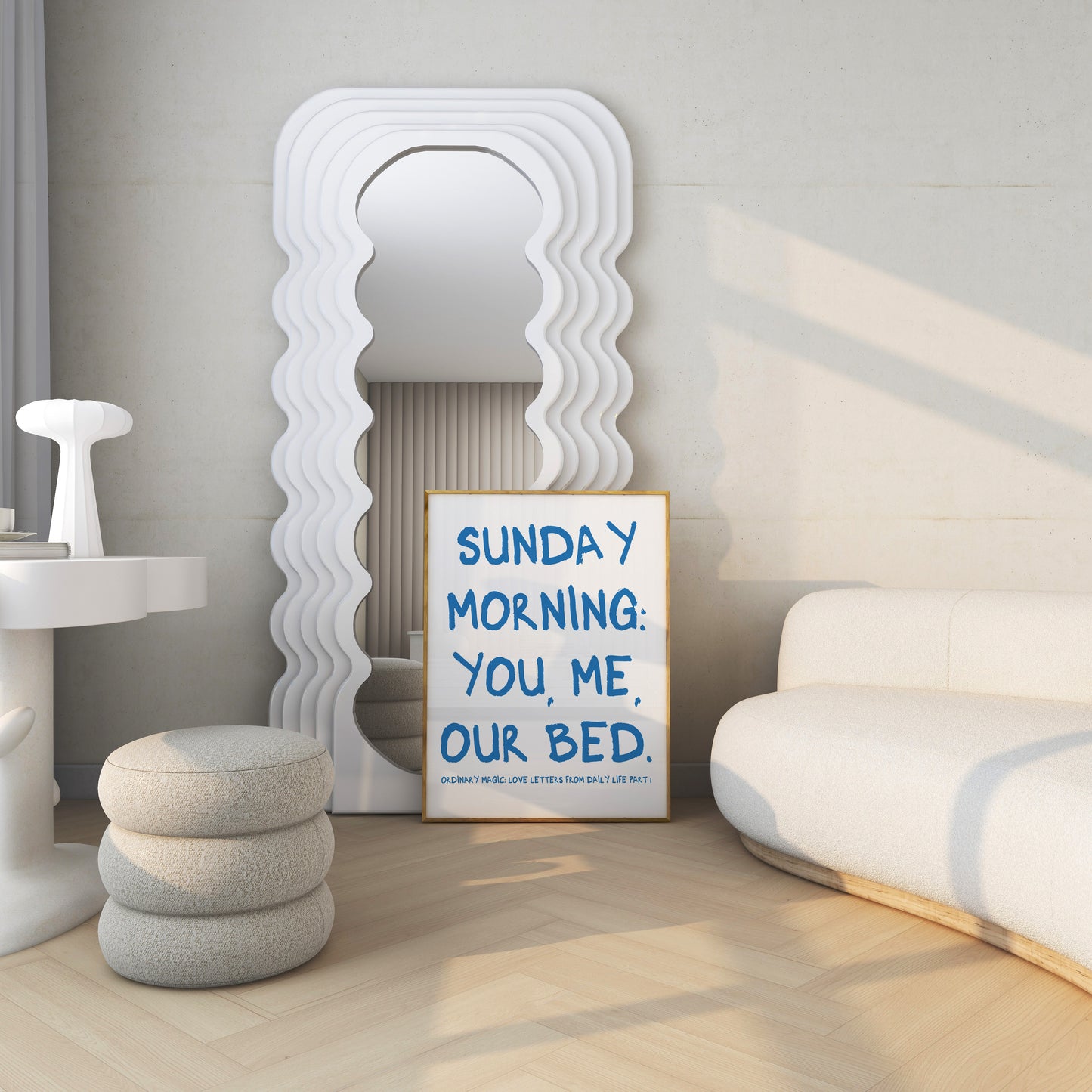 Sunday Morning: You, Me, Our Bed Blue Wall Art