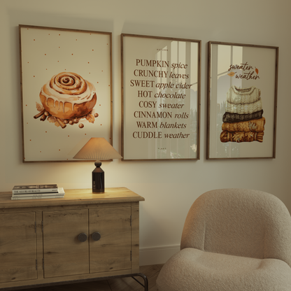 Cozy all wall art set of 3 prints.