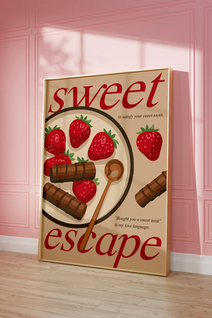 Strawberry and chocolate artwork styled for girly pink interiors.