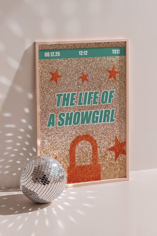 "The Life Of A Showgirl" Taylor Swift new album wall art in digital format, printable.