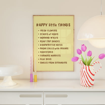 Happy Little Things Butter Yellow Wall Art