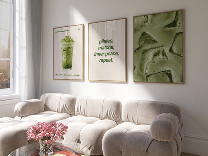 Matcha Aesthetic Wall Art Set of 3